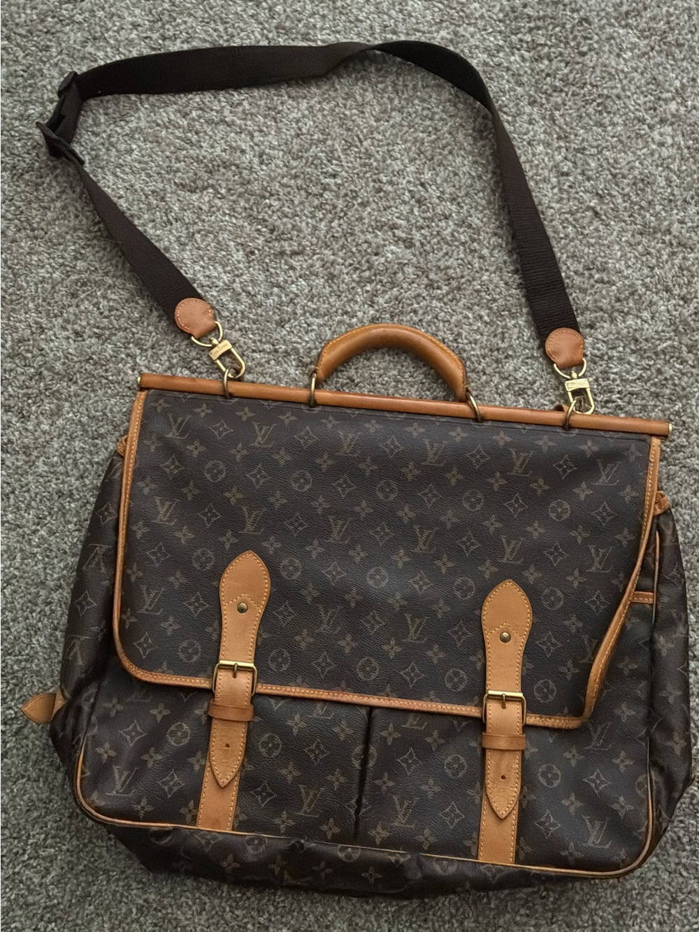 Louis Vuitton Brown Monogram Messenger Bag with Tan Trim